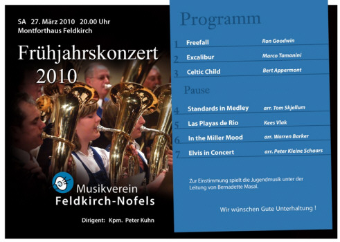 Musikverein Nofels Frühjahrskonzert 2010 Programmkarte